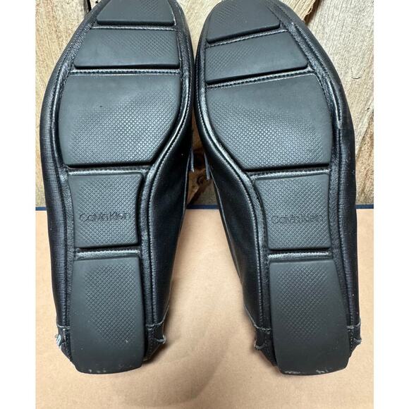 Calvin Klein Men's Sz 11.5 M Magnus Black Leather Emboss Slip On Loafers Flats - Picture 9 of 10